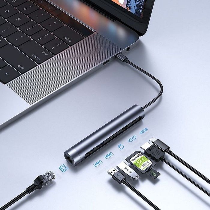 Adapter Usb 7W1 S-H112 Dark Grey