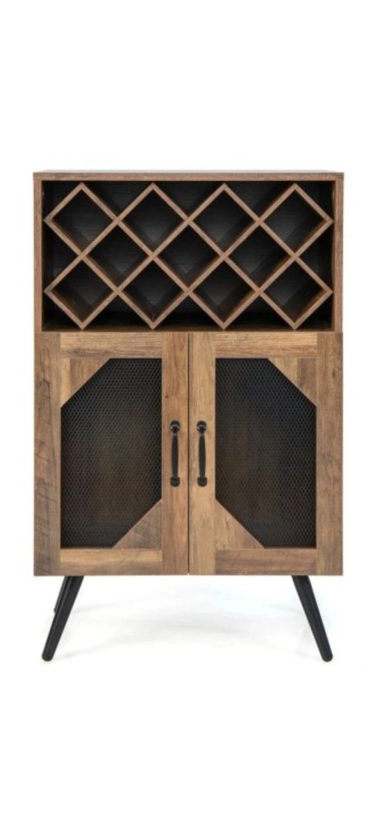 Szafka na wino w stylu industrialnym rustykalny brąz