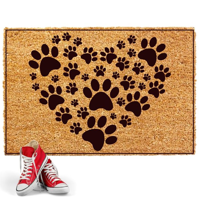 Wycieraczka pod drzwi gruba 60x90cm mata do butów SERCE ŁAPKI