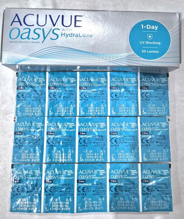 ACUVUE OASYS 1-DAY Soczewki kontaktowe jednodniowe 15szt Moc -7,5 -8.0