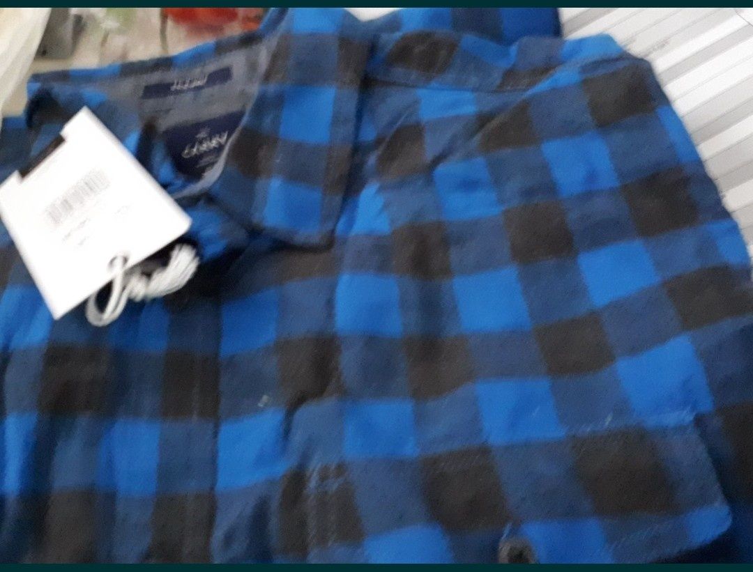 Męska koszula flanelowa w niebiesko-czarną kratę