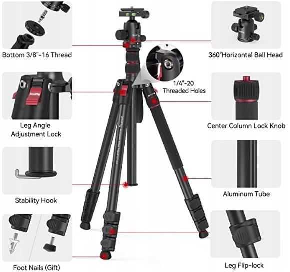 SMALLRIG 3474c Statyw fotograficzny 78" Monopod z Głowicą Kulową