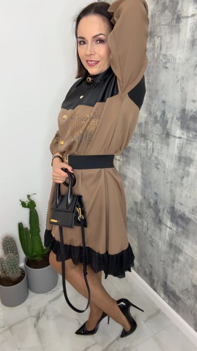 Sukienka Lola Bianka beżowa elegancka