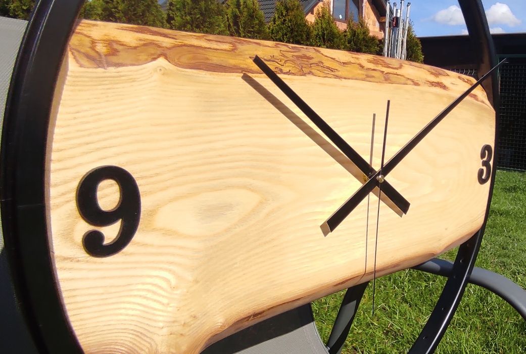 Zegar ścienny ręcznie robiony loft Jesion 52cm