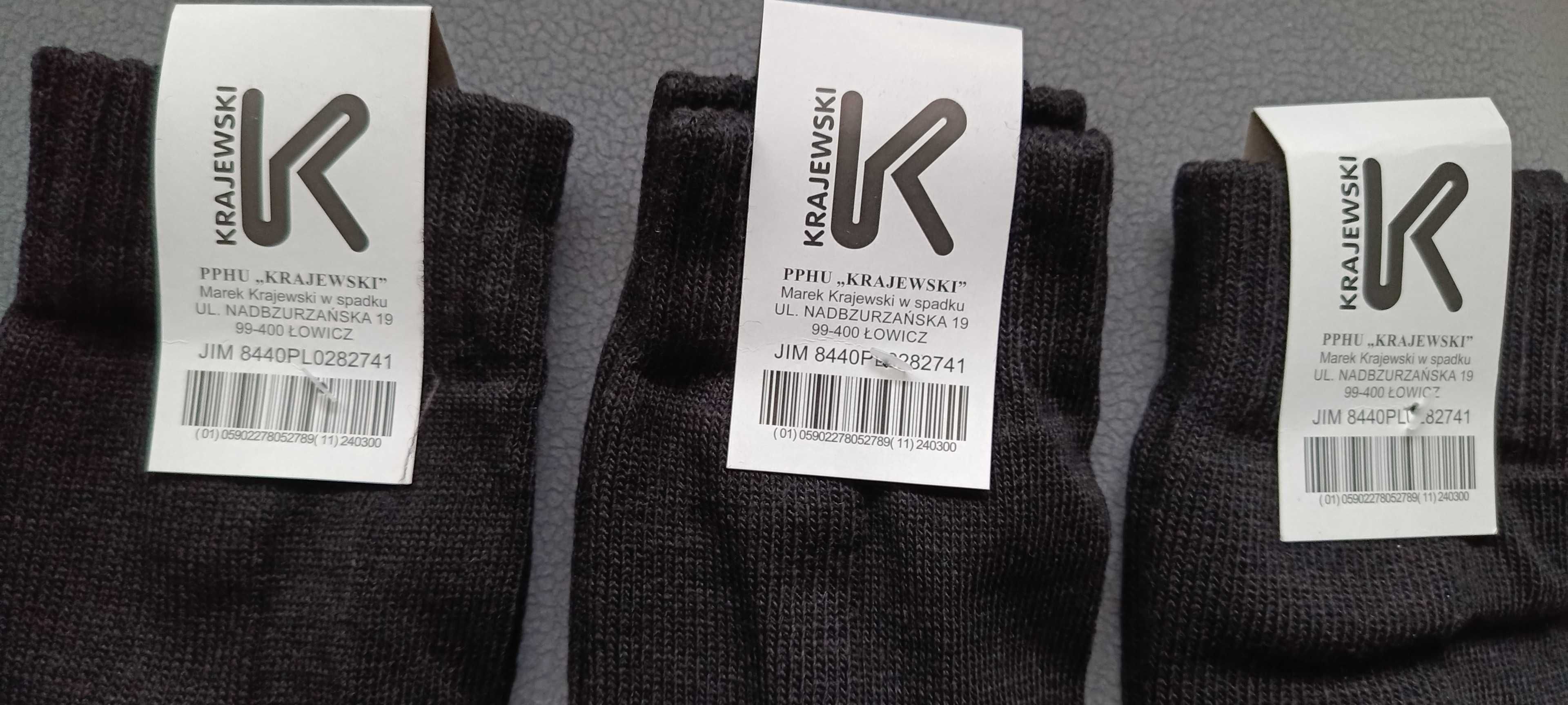 Nowe skarpety zimowe 539/MON, czarne, rozmiar 23-24, KRAJEWSKI