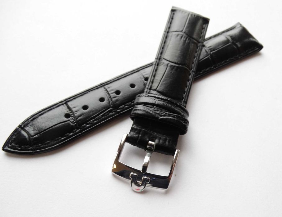 Pasek skórzany do zegarka 18mm 20mm Omega klamra złota srebrna