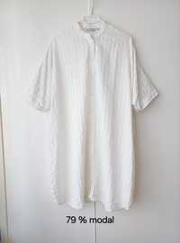 & Other Stories sukienka oversize koszulowa tshirtowa biała stójka