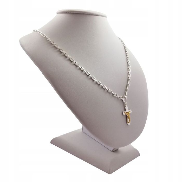 Srebrny Męski Łańcuszek Ankier + Zawieszka Krzyżyk 925 Prezent Bierzmo