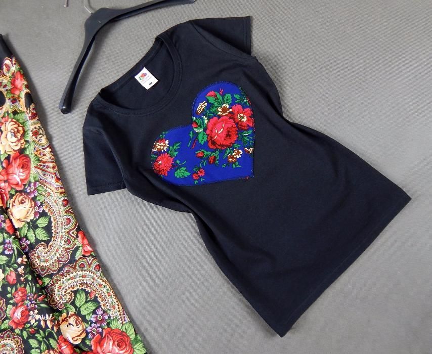 Koszulka CLEO góralska z sercem t-shirt bluzka z sercem XS-XL