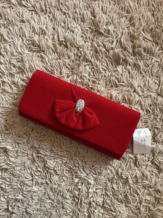 сумка клатч червона