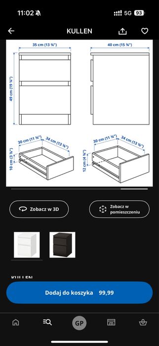 Szafka nocna Kullen Ikea