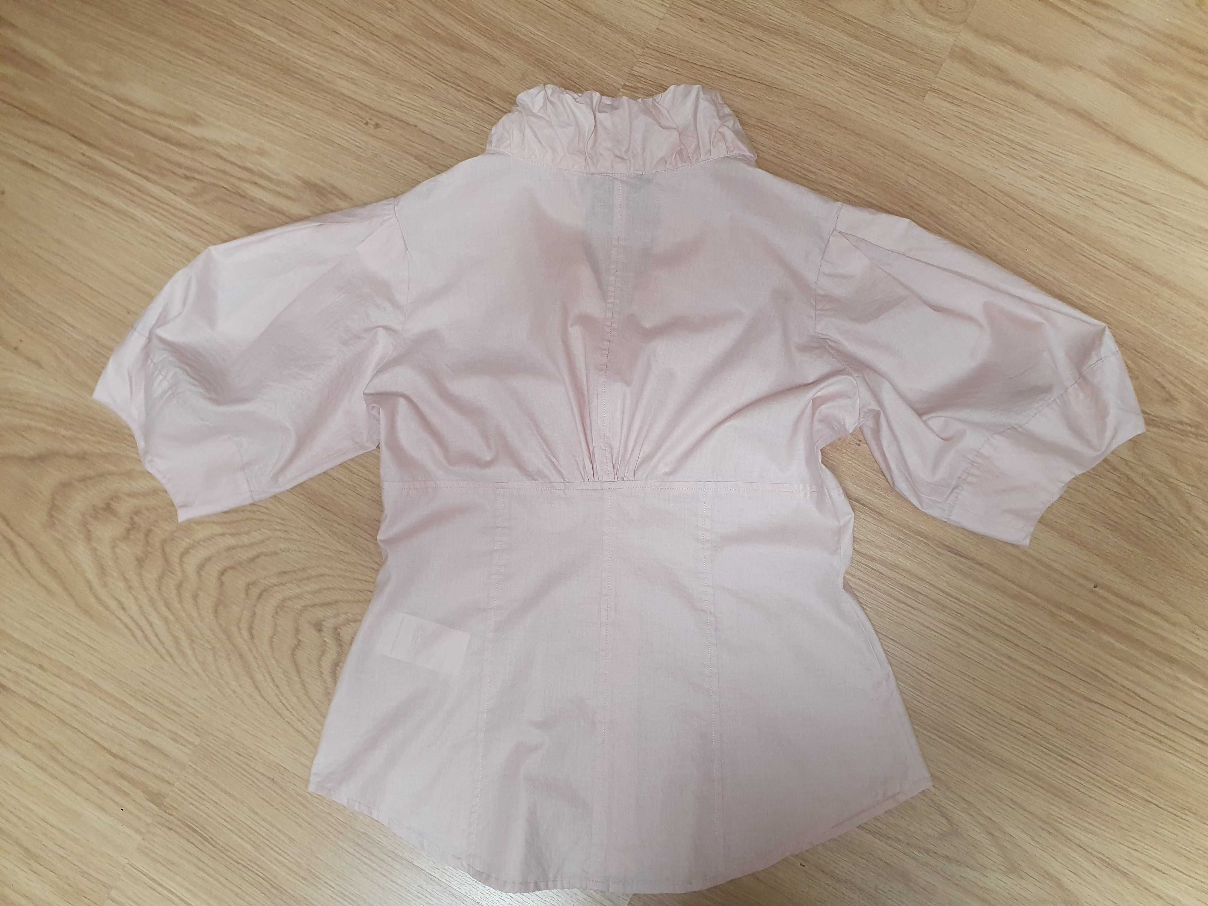 Excelente camisa creme/rosa claro, manga curta abalonada, 40, Adolfo D