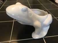 Żaba ceramiczna doniczka osłonka donica osłona biała duża ozdoba