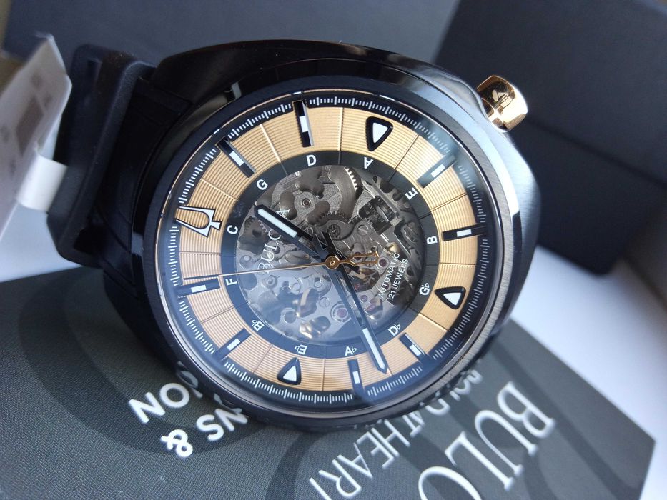 Лимитка Bulova спецсерия Grammy - скелетон, сапфир, механика 21 камень