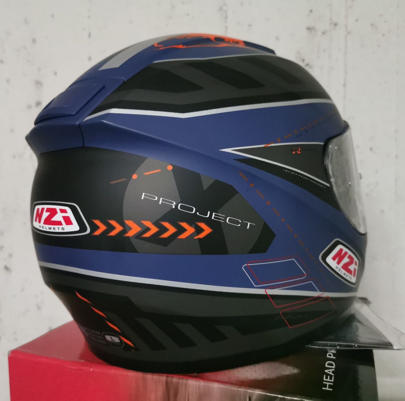 Capacete Integral NZI Eurus 2 Desert Blue/ Orange Matte ( L )( NOVOS )