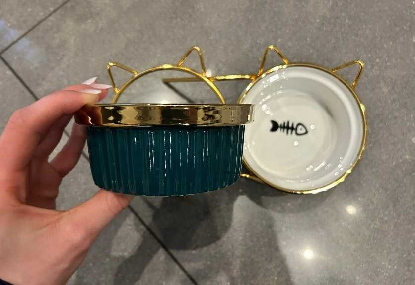 Miski miska dla psa na karmę i wodę dla kota złote  glamour eleganckie