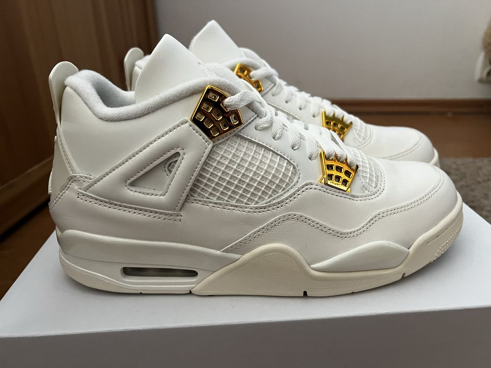 Jordan 4 white and gold 44