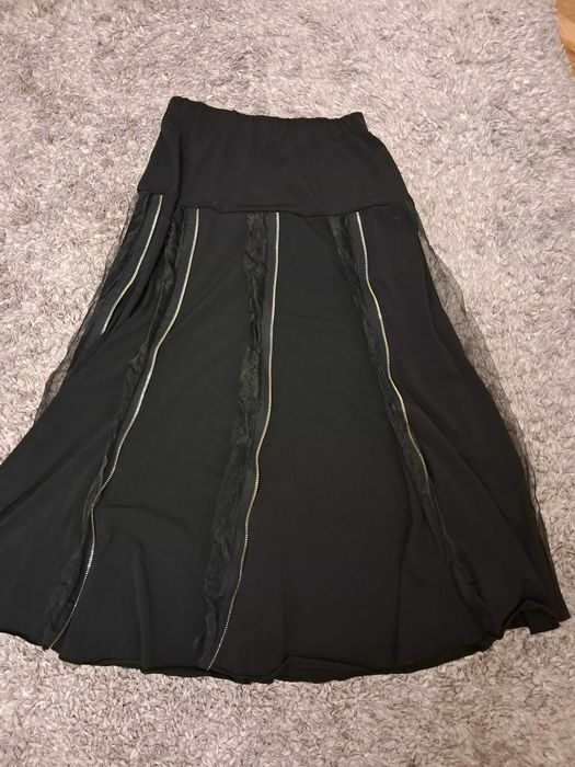 Czarna długa maxi włoska spódnica rozm. M
