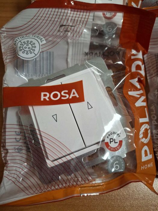 Komplet 4 włączników żaluzjowych  ROSA białe, z ramkami