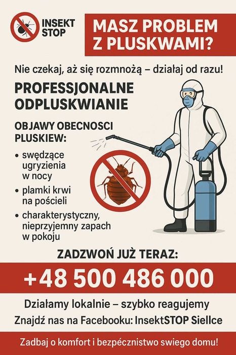 Likwidacja pluskiew. Odpluskwianie. Skutecznie z Gwarancją. InsektSTOP
