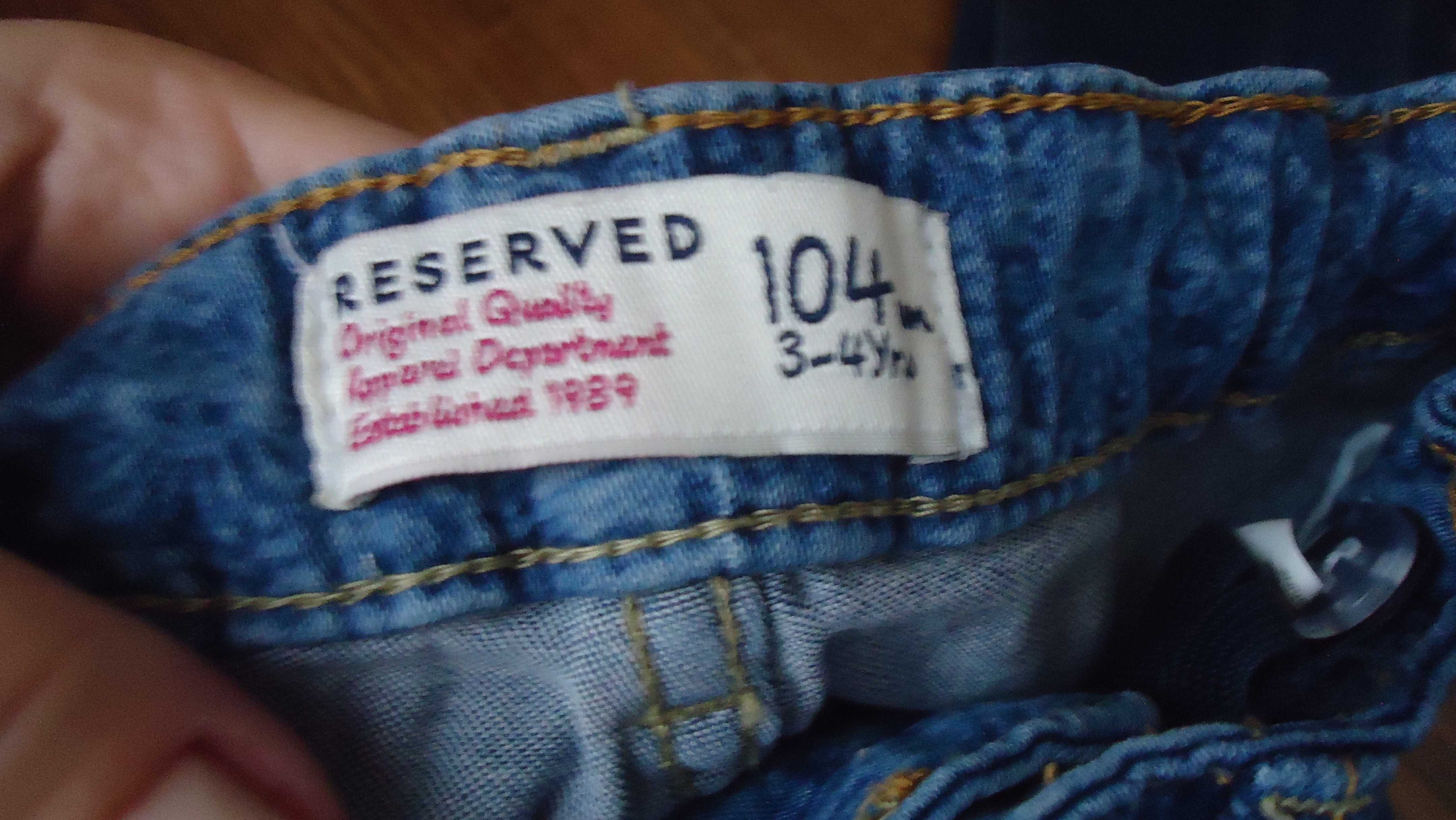 r.104 dżinsowe spodnie ZARA jeansy RESERVED spodnie regulowane
