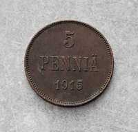 418) FINLANDIA - 5 Pennia - 1915 r.