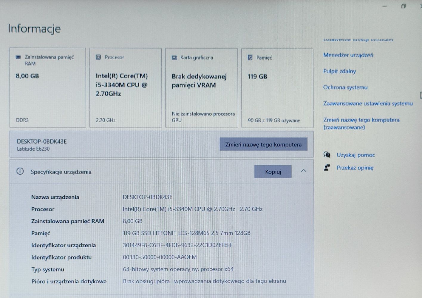 Laptop DELL Latitude E6230
