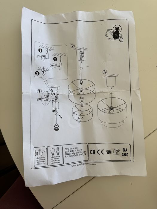 Abajur Castanho Gato Preto