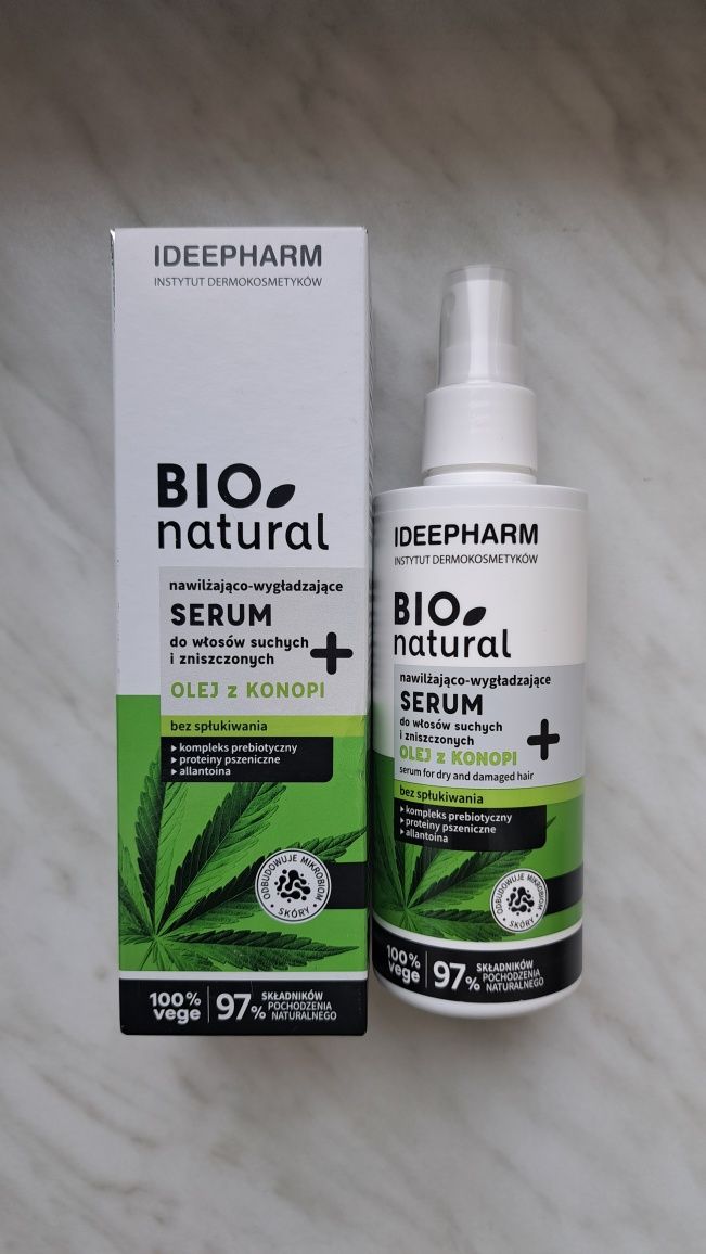 Ideepharm BIO natural nawilżająco-wygładzające serum do włosów suchych