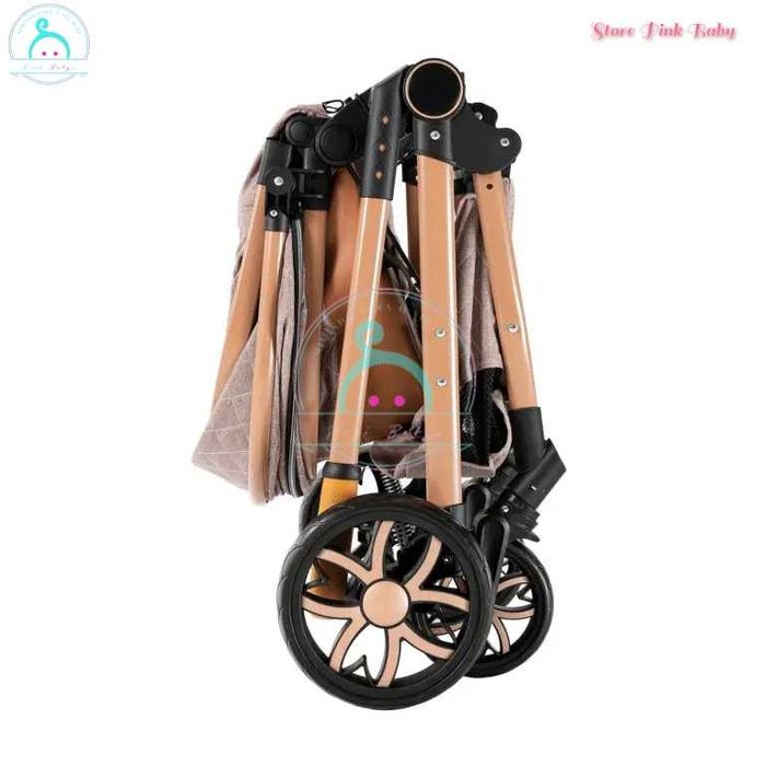 Carrinho bebé 3 em 1 PinkBaby Magic Gold - Com Base Isofix - Khaki