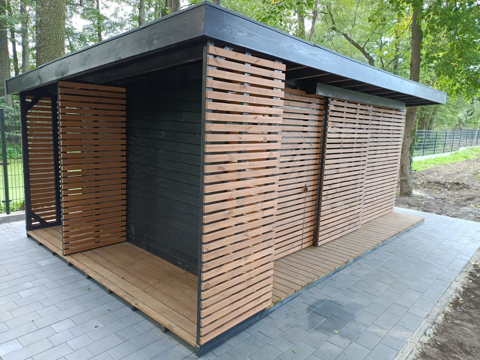 Nowoczesny domek ogrodowy 5,8x3,6 drewutnia, altana, szopa, schowek