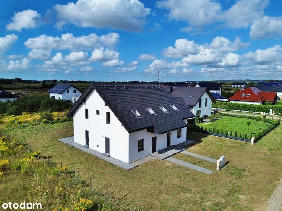 Zabudowa bliźniacza, stan deweloperski, duża działka, taras, 5 pokoi.
