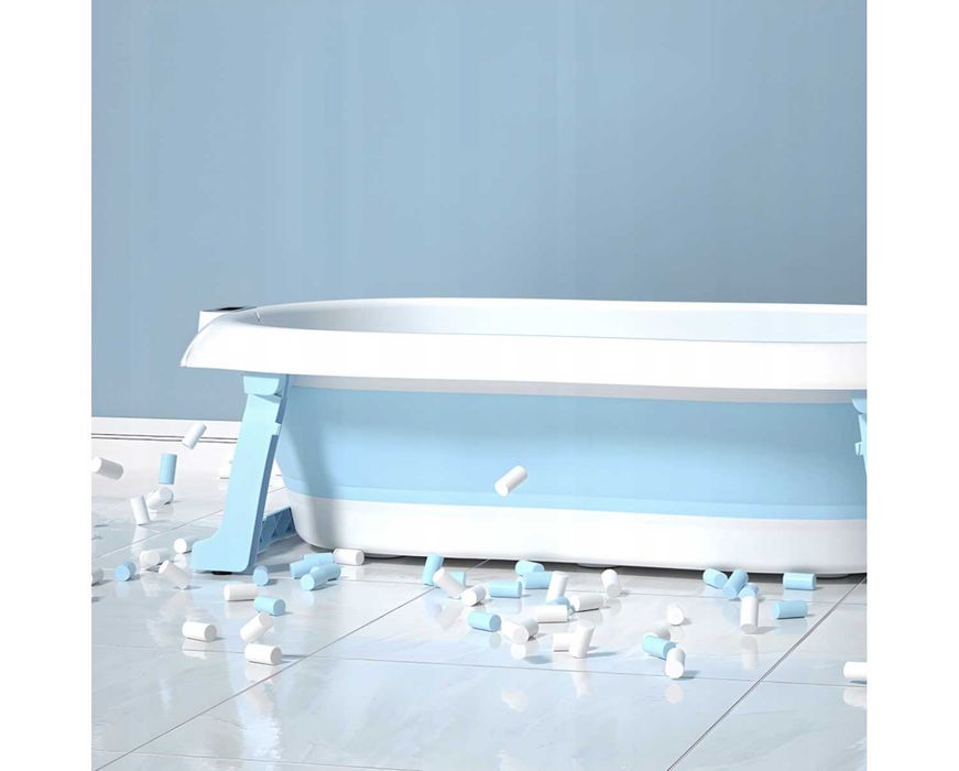 Wanienka Dla Dzieci Niemowląt Składana z Termometrem LCD i Poduszką