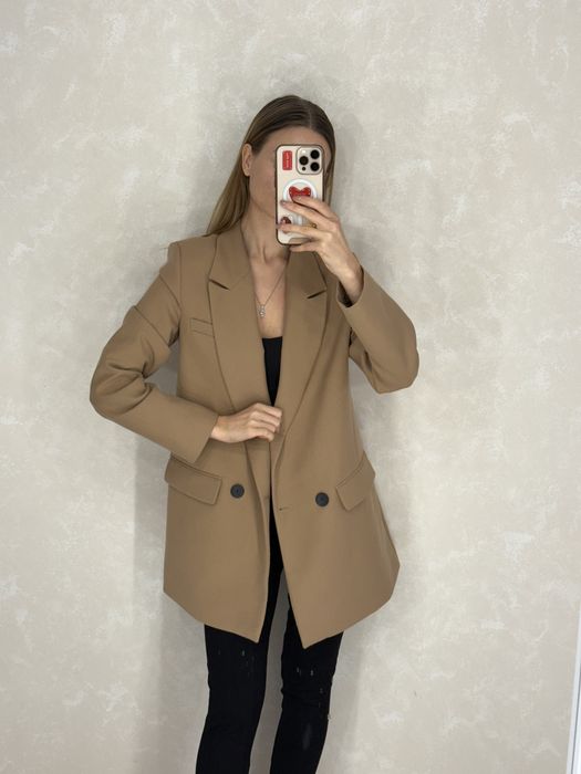 Піджак класичний жіночий коричневий подовжений універсальний XS-M