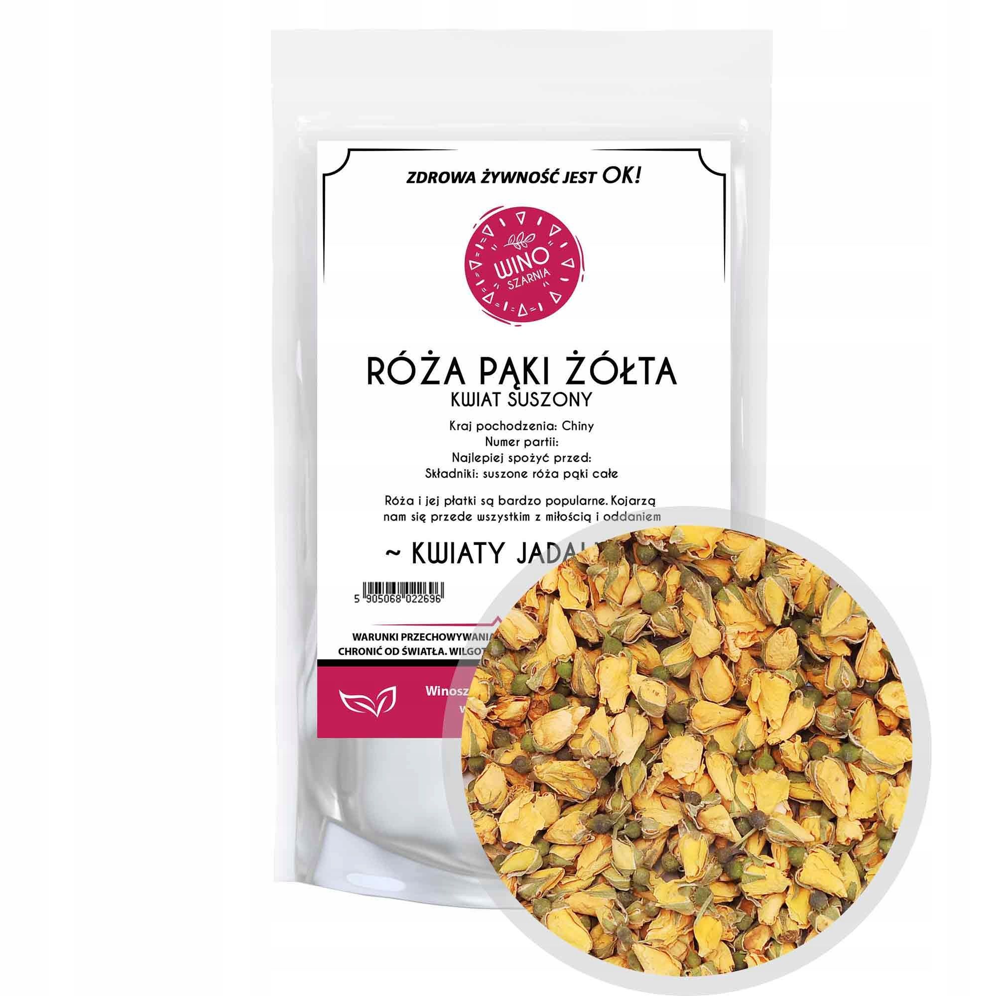 Suszone Pąki Róży Żółta Całe Kwiaty Jadalne - 1Kg