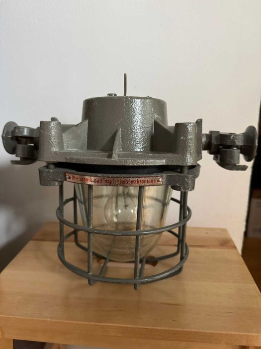 Polam Gdańsk Prl Lampa oprawa loft warsztatowa 113-02Ex nowa z metką