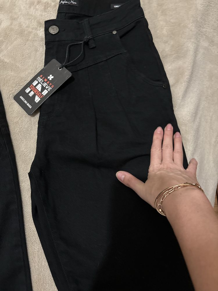 Черные женские джинсы Мом, Angelina Mara