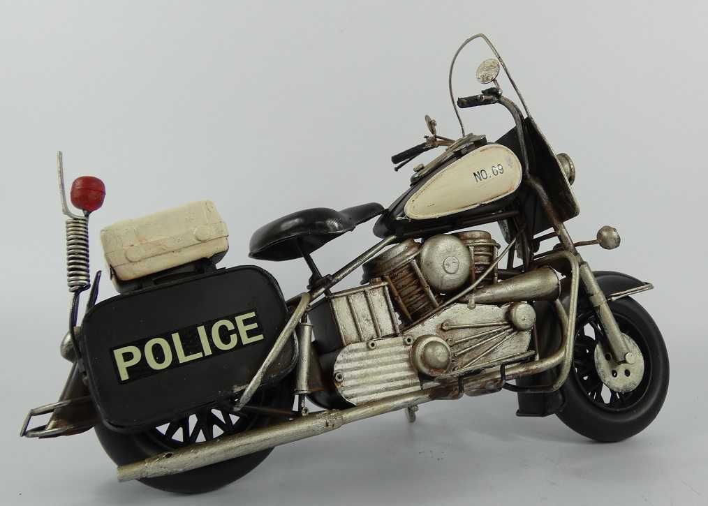 Metalowy MOTOR POLICE  pojazd 34,5cm motocykl retro