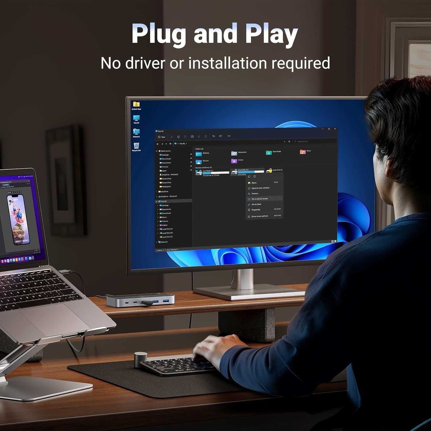 KVM USB Переключатель на 2 ПК Ноутбука Switch USB 3.2 10gb Ugreen Хаб