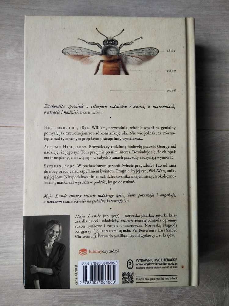 Historia pszczół – Maja Lunde – kultowa powieść – twarda oprawa