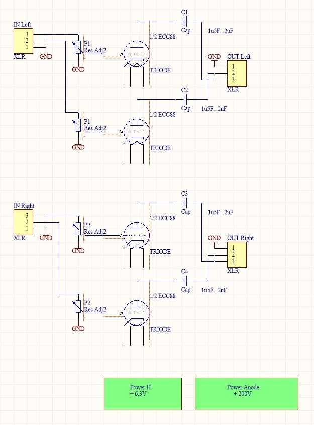 Pre-amp, Bufor lampowy we./wyj. XLR