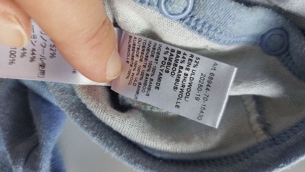 68 JOHA wełniane bambusowe body kopertowe z długim rękawem