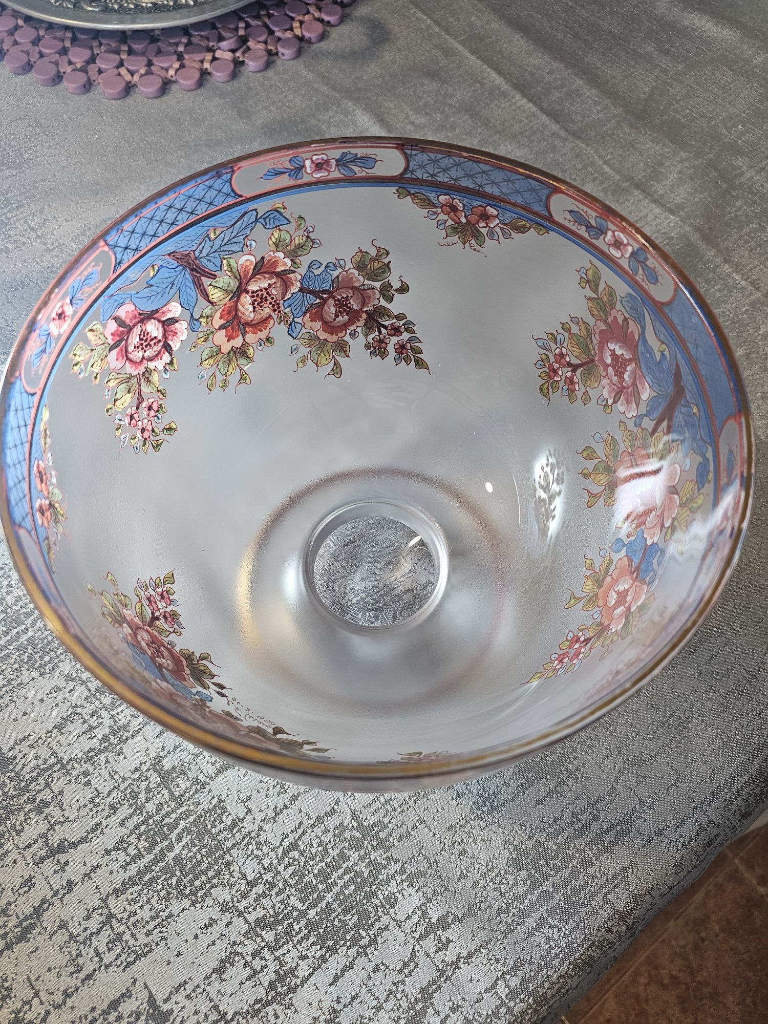 Fruteira de cristal pintada à mão