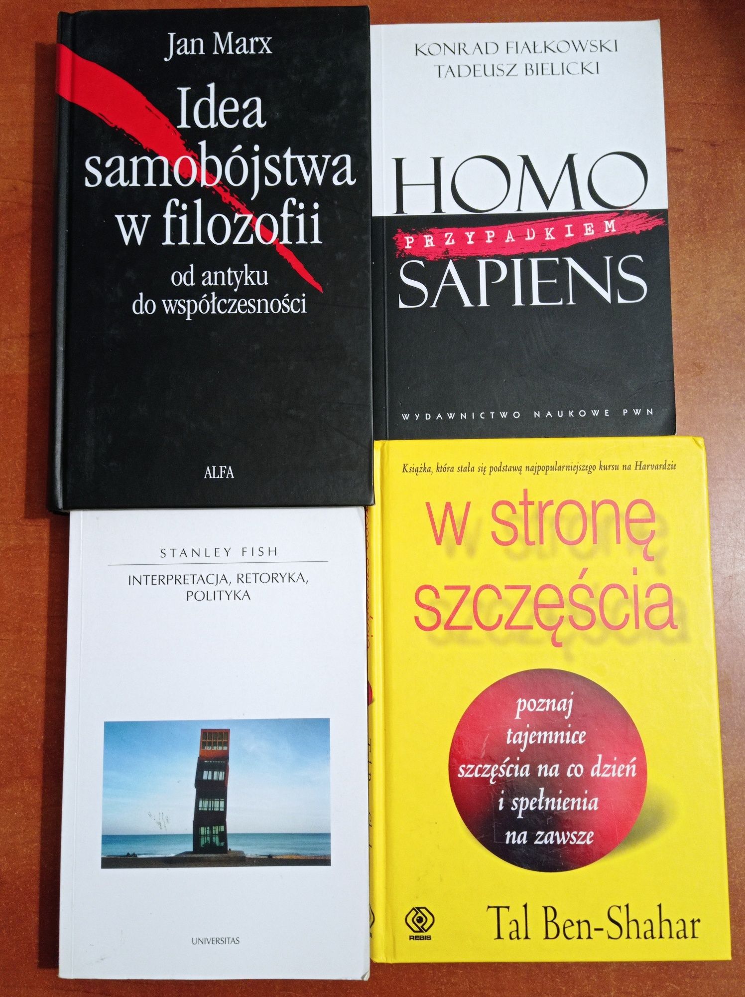 4 książki Homo przypadkiem sapiens W stronę szczęścia Idea samobójstwa