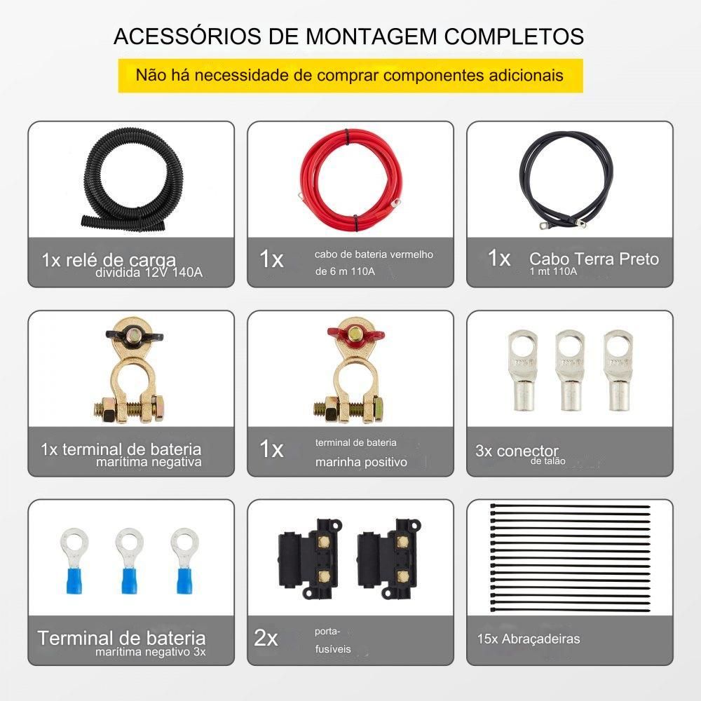 Kit de Isolador de Bateria Dupla (12V, 140A)