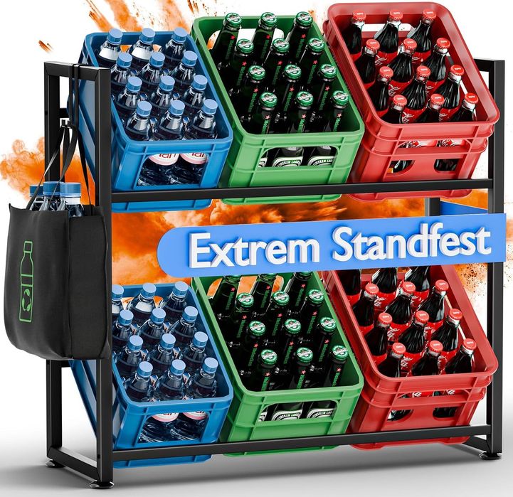 Regał na skrzynki z napojami, 6 skrzynek, metalowy regał