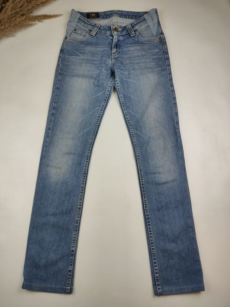 Niebieskie jeansy damskie spodnie dżinsowe klasyczne Lee blue jeans (X