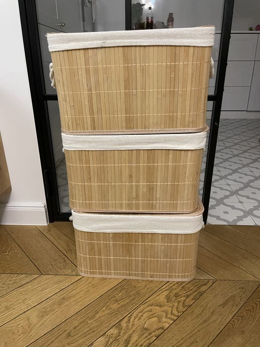 3 bambusowe pojemniki do przechowywnia 30x40x25