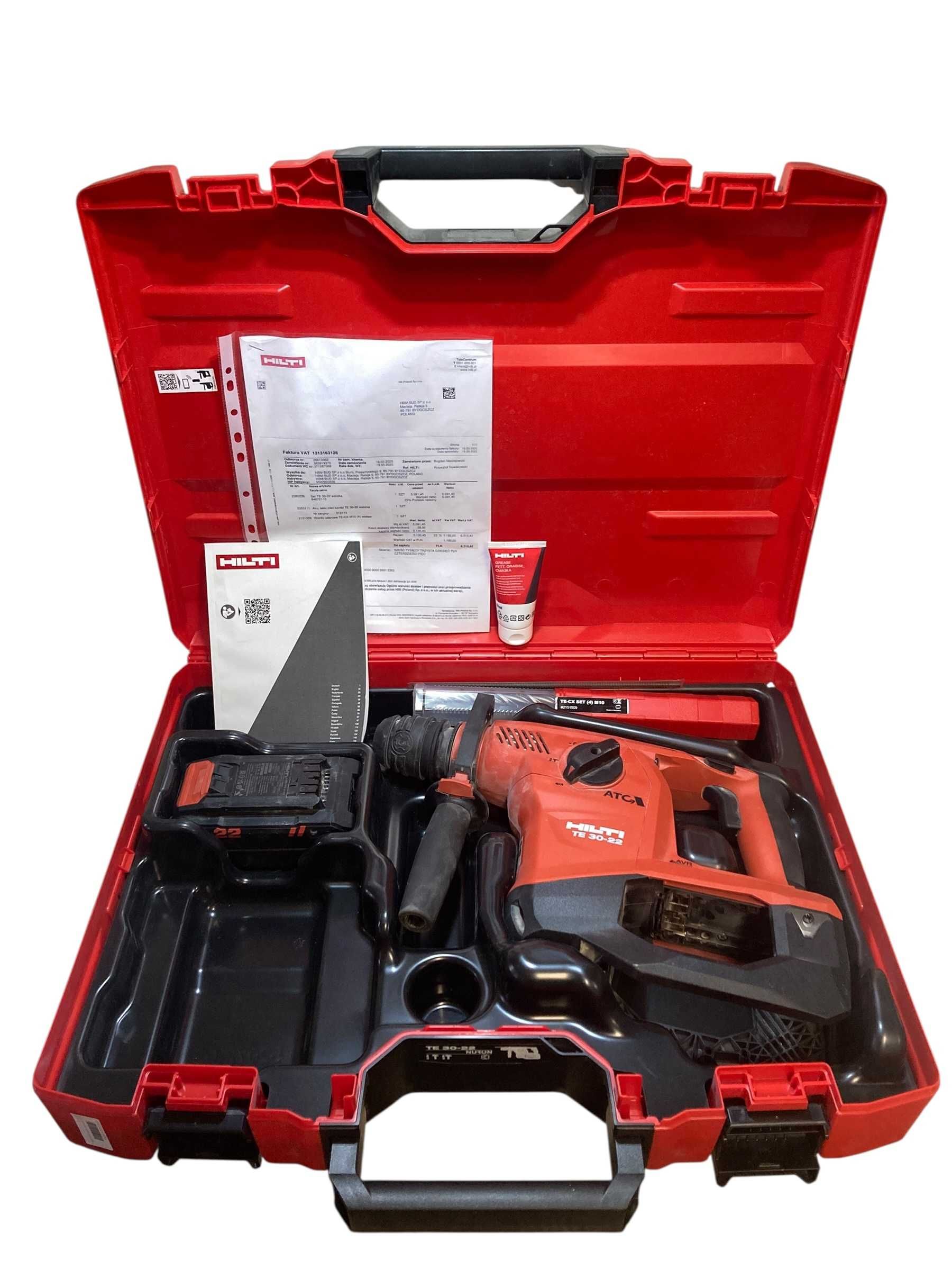 Akumulatorowa Młotowiertarka Hilti TE 30-22 Akumulator/Wiertła/FV.D.Z