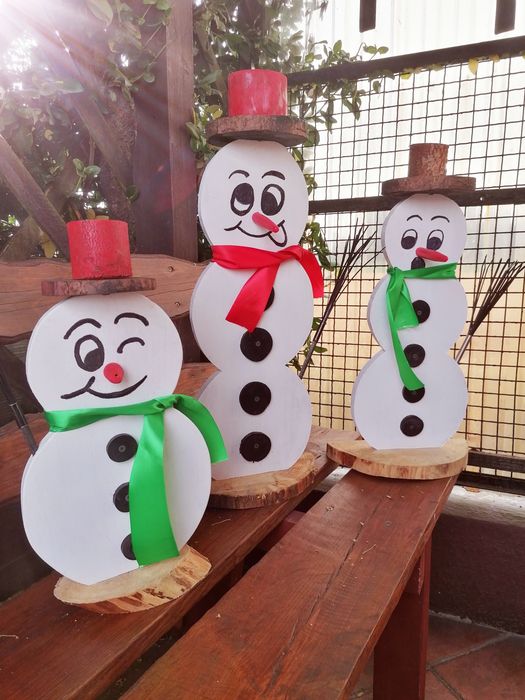 Bałwan Drewno Dekoracja Zima